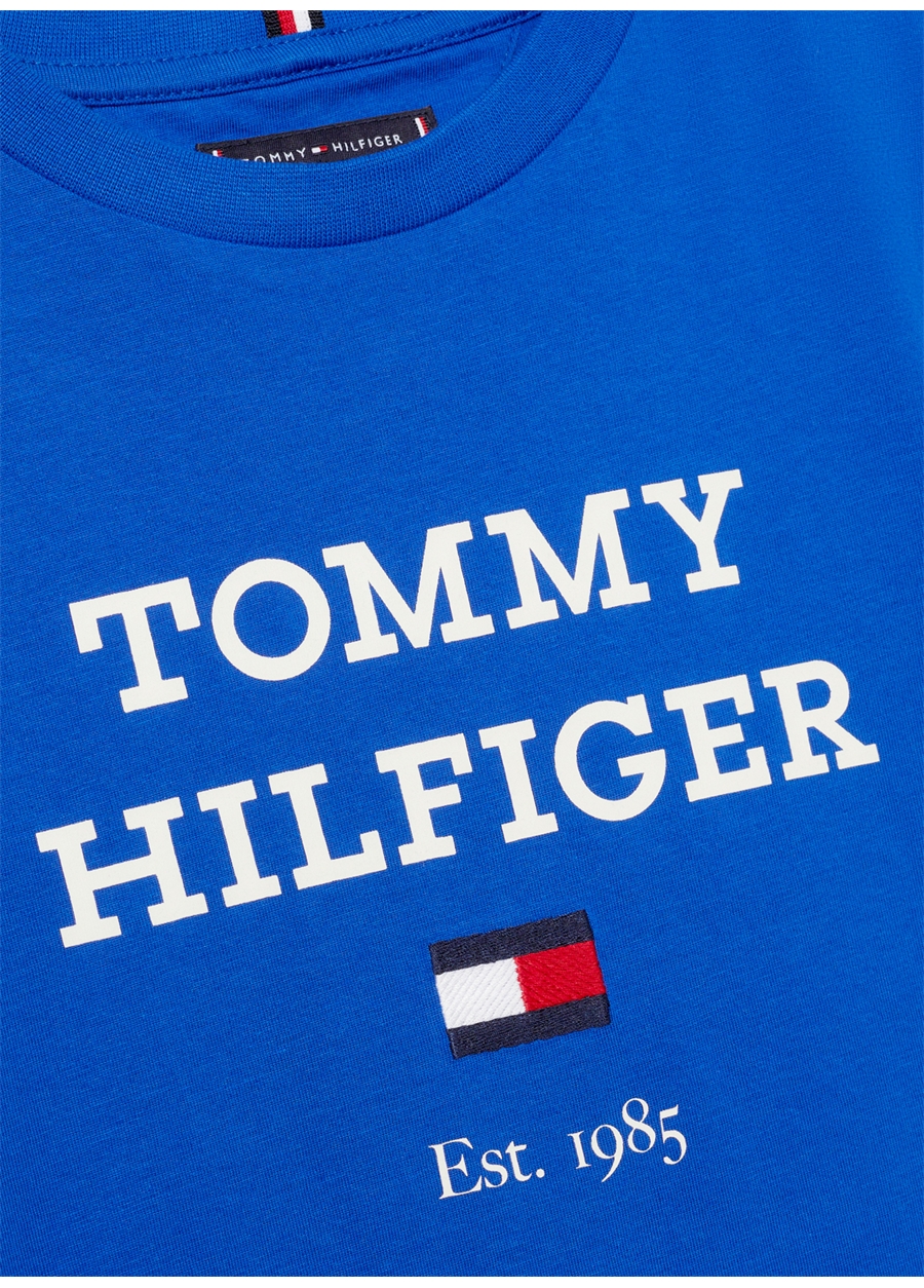 Tommy Hilfiger Baskılı Mavi Erkek T-Shirt TH LOGO TEE S/S_1