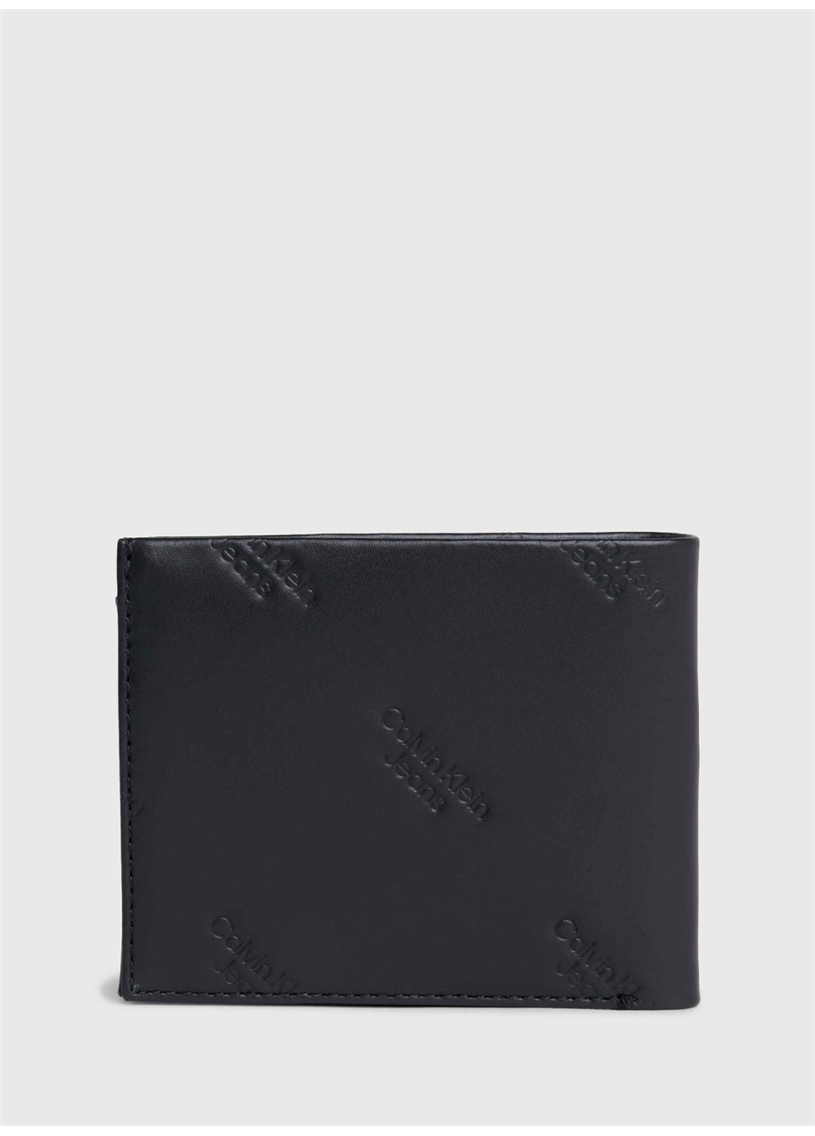 Calvin Klein Siyah Erkek 9X11x1,5 Cm Deri Cüzdan LOGO PRINT BIFOLD ID_1