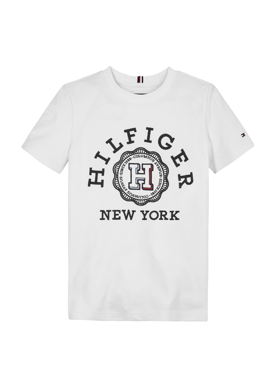 Tommy Hilfiger Baskılı Beyaz Erkek T-Shirt MONOTYPE ARCH H SEAL TEE S/S