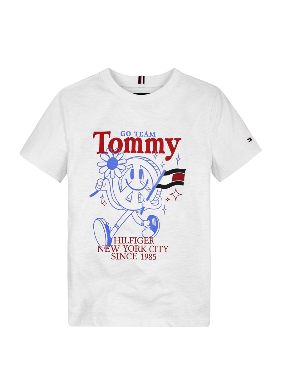 Tommy Hilfiger Baskılı Beyaz Erkek T-Shirt FUN TEE S/S