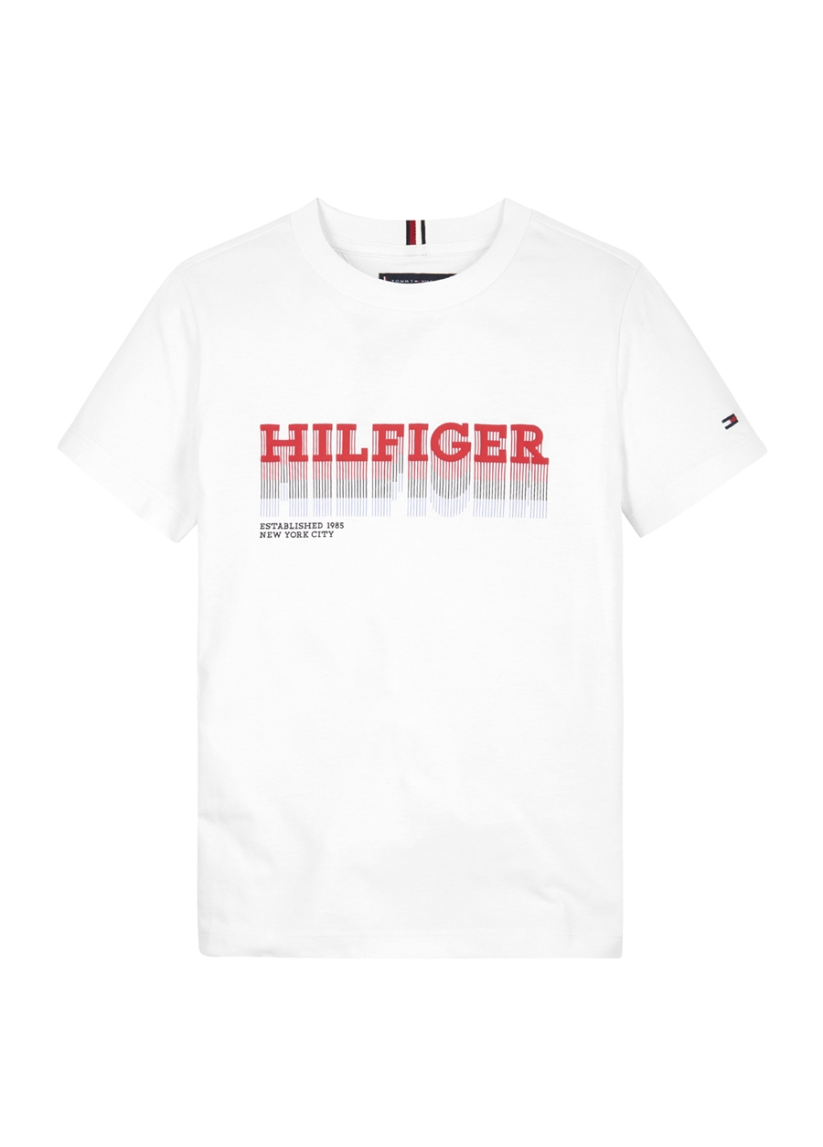 Tommy Hilfiger Baskılı Beyaz Erkek T-Shirt FADE HILFIGER TEE S/S