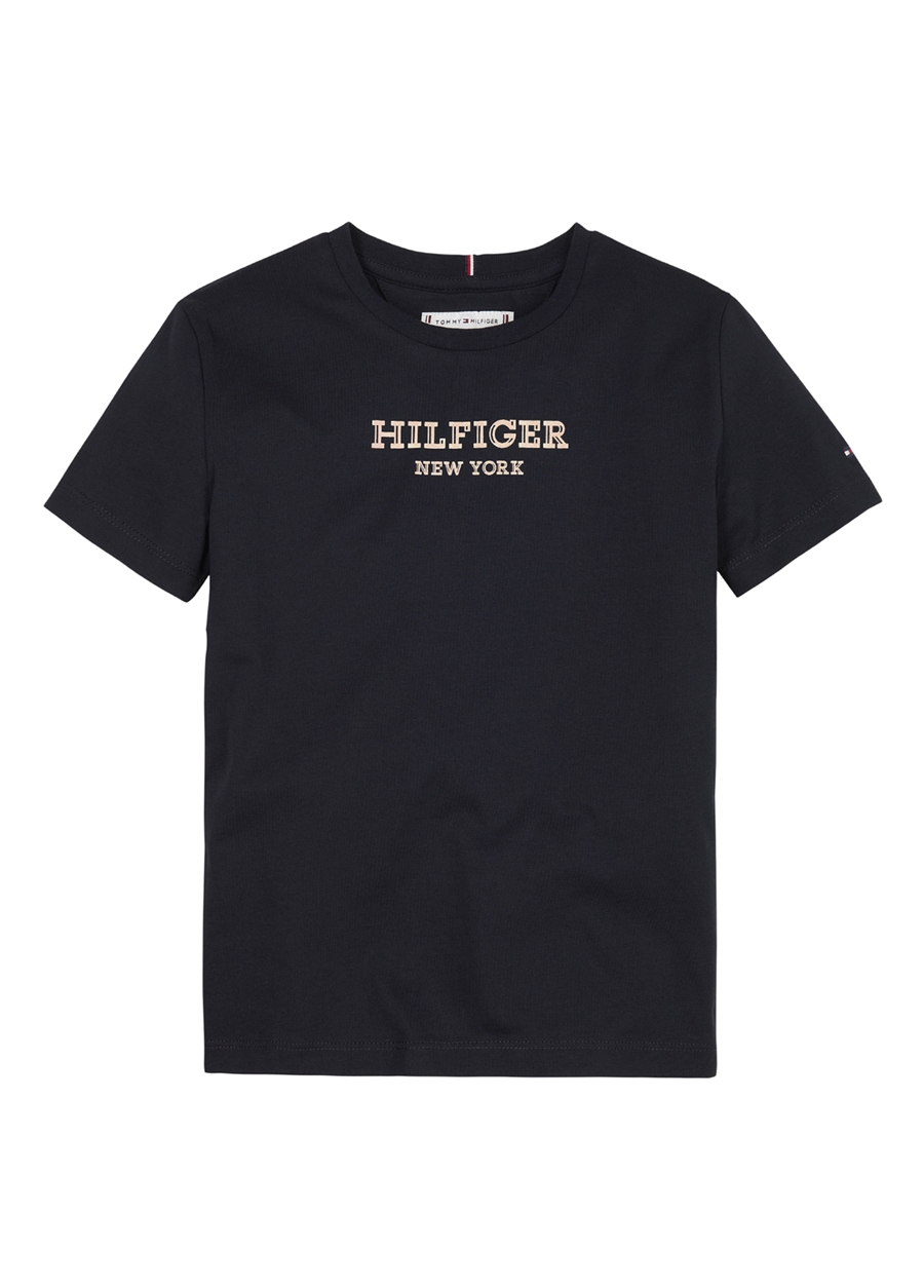 Tommy Hilfiger Baskılı Lacivert Kız Çocuk T-Shirt MONOTYPE FOIL PRINT TEE S/S
