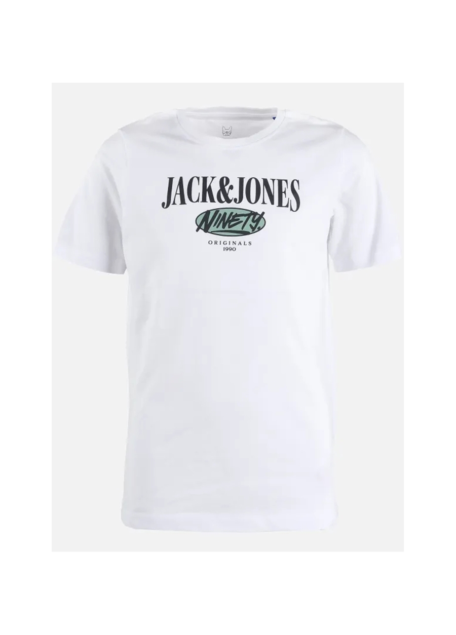 Jack & Jones Baskılı Beyaz Erkek T-Shirt JORCOBIN TEE SS CREW NECK JNR
