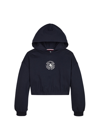 Tommy Hilfiger Düz Kız Çocuk Lacivert Sweatshırt CREST LOGO HOODIE_0