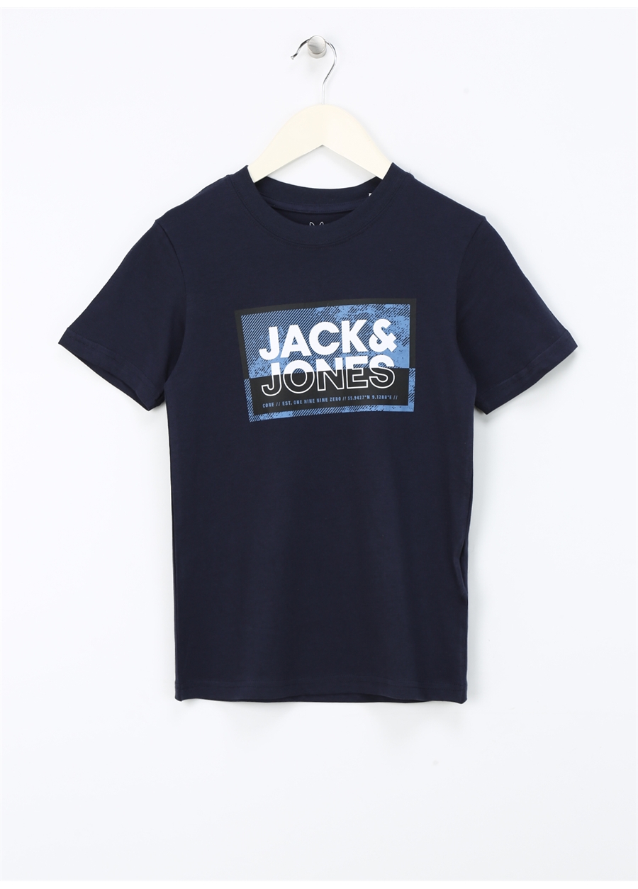Jack & Jones Baskılı Lacivert Erkek Çocuk T-Shirt JCOLOGAN TEE SS CREW NECK SS24 JNR