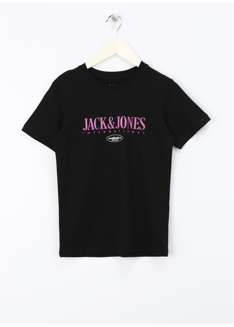 Jack & Jones Baskılı Siyah Erkek T-Shirt JORLUCCA FASTRUNNER1 TEE SS CREW JN