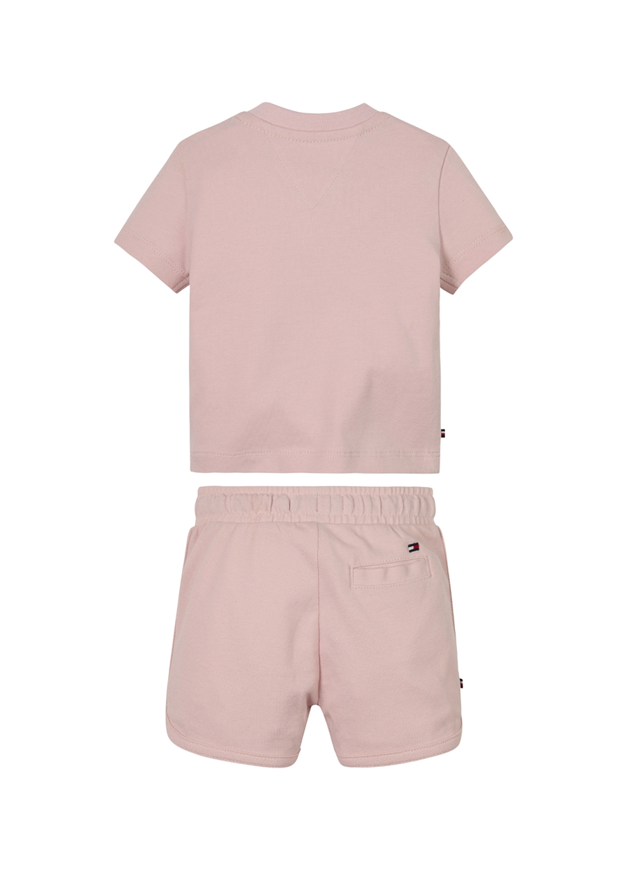 Tommy Hilfiger Lastikli Bel Normal Pembe Unisex Şort Takım BABY TH LOGO SHORT SET_1