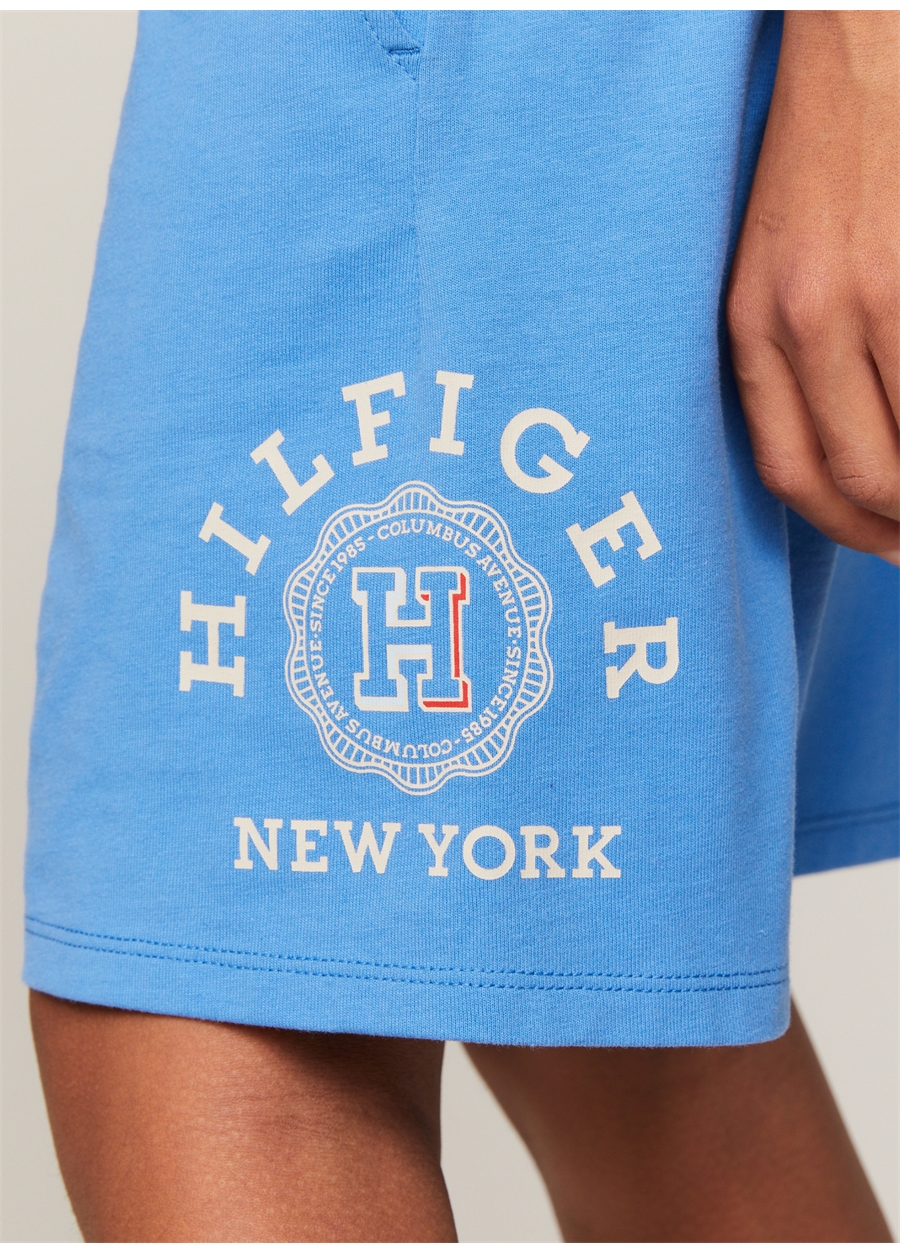 Tommy Hilfiger Lastikli Bel Normal Mavi Erkek Şort TH LOGO SWEATSHORTS_2