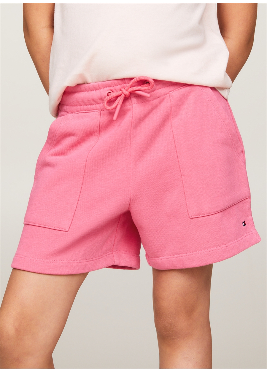 Tommy Hilfiger Lastikli Bel Normal Pembe Kız Çocuk Şort ESSENTIAL SHORTS_1