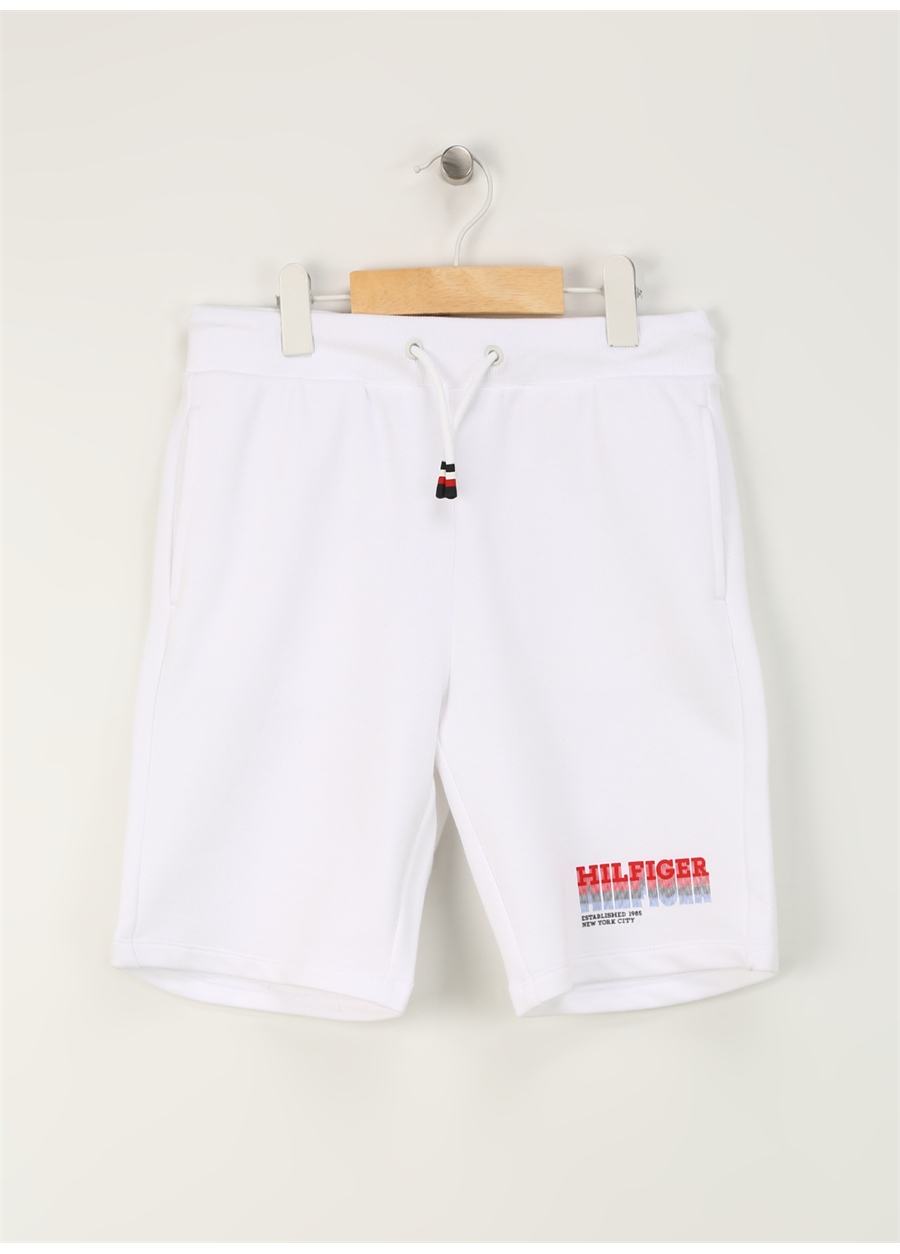 Tommy Hilfiger Lastikli Bel Normal Beyaz Erkek Çocuk Şort FADE HILFIGER SWEATSHORTS_0