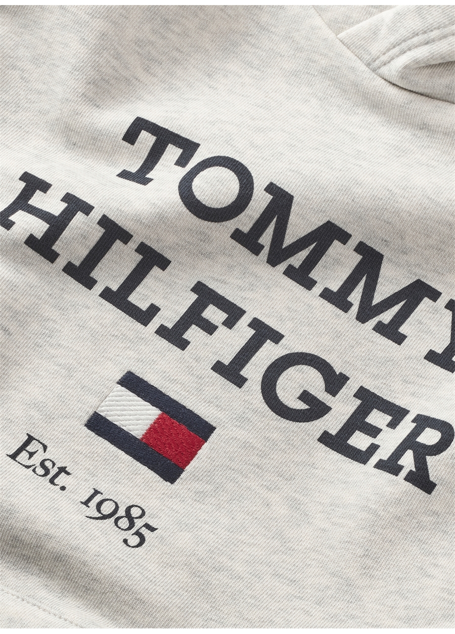 Tommy Hilfiger Baskılı Gri Erkek Eşofman Takımı TH LOGO HOODIE SWEATSET_1