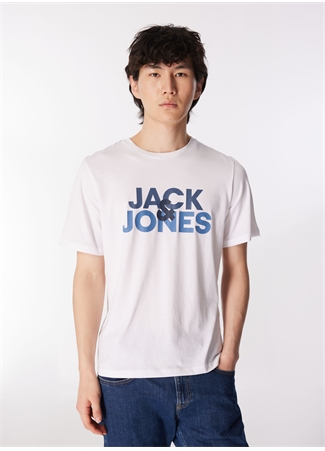 Jack & Jones Yuvarlak Yaka Beyaz Erkek T-Shirt JACULA SS TEE_0