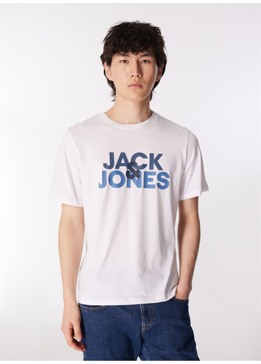 Jack & Jones Yuvarlak Yaka Beyaz Erkek T-Shirt JACULA SS TEE_0