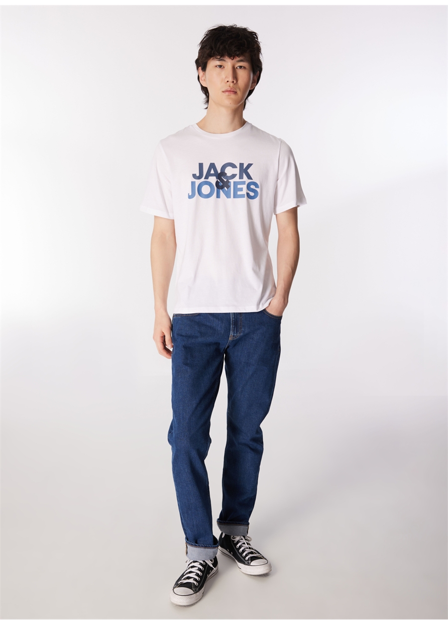 Jack & Jones Yuvarlak Yaka Beyaz Erkek T-Shirt JACULA SS TEE_1