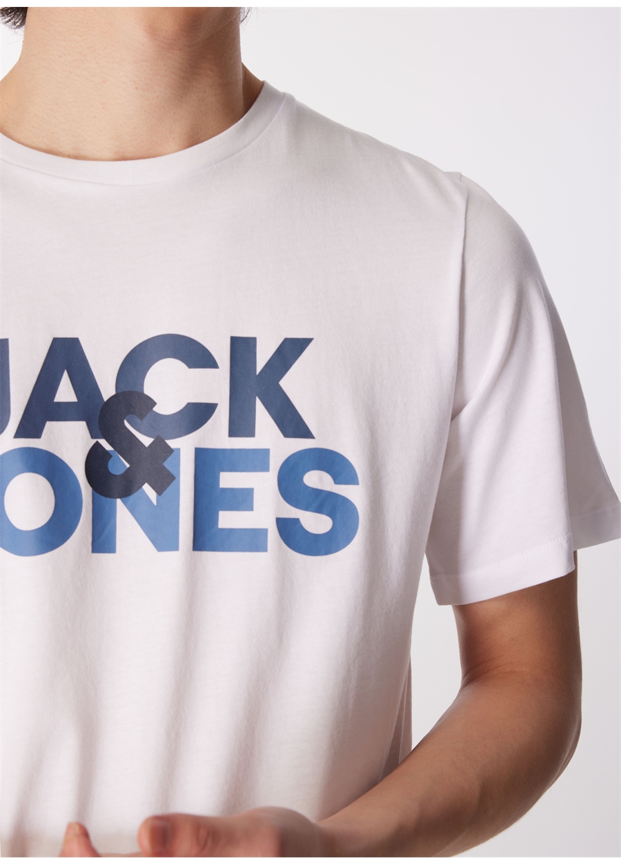 Jack & Jones Yuvarlak Yaka Beyaz Erkek T-Shirt JACULA SS TEE_3