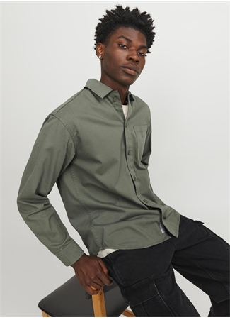 Jack & Jones Relaxed Haki Erkek Gömlek JCOCOLLECTIVE ZAC OVERSHIRT LS SN_4