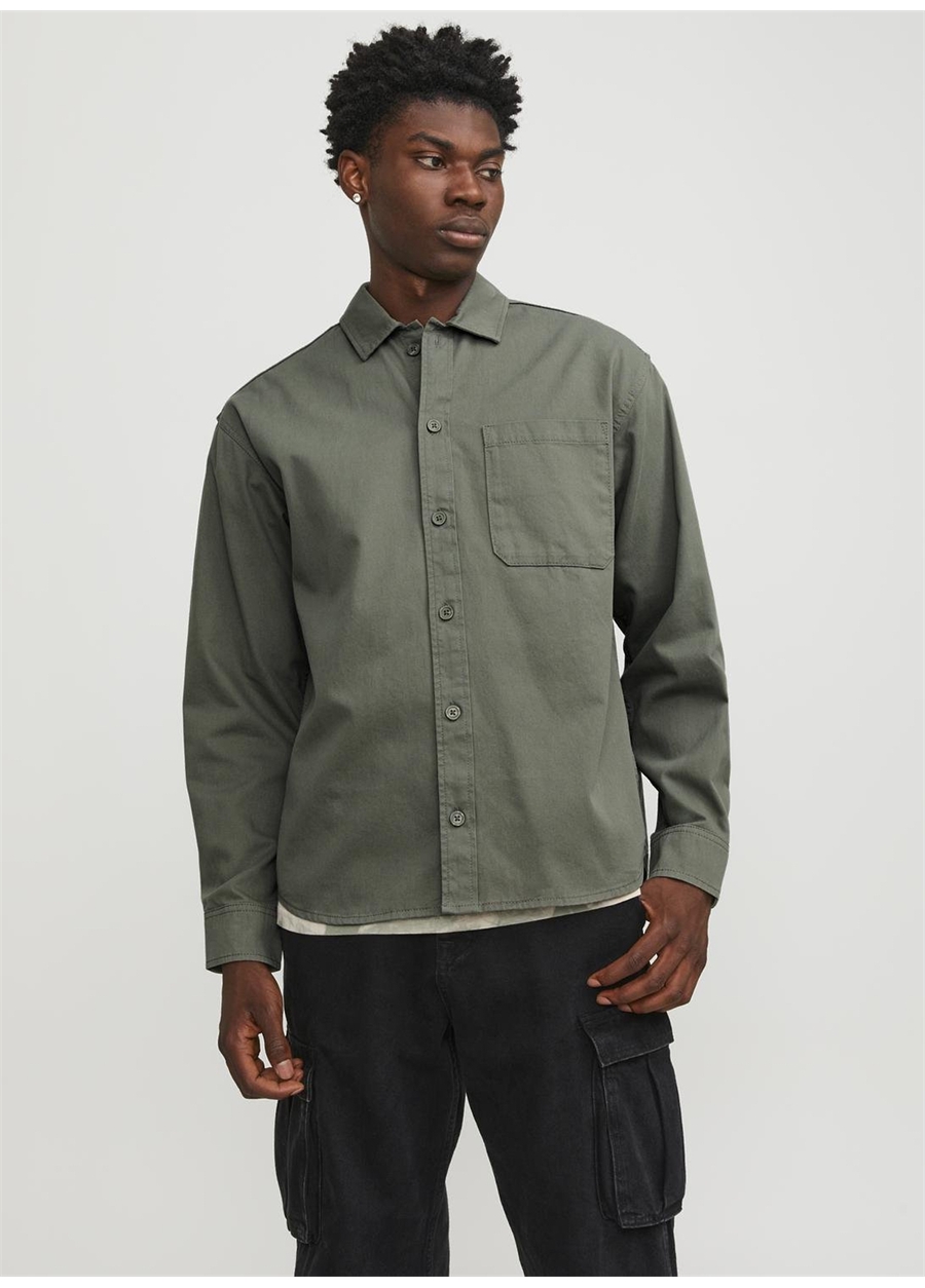 Jack & Jones Relaxed Haki Erkek Gömlek JCOCOLLECTIVE ZAC OVERSHIRT LS SN_6