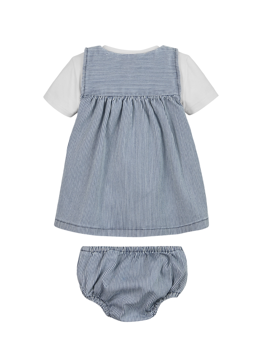 Tommy Hilfiger Çizgili Mavi Unisex Kısa Elbise BABY STRIPED DRESS SET_1