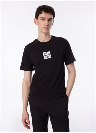 Jack & Jones Bisiklet Yaka Siyah Erkek T-Shirt JCOJAVION TEE SS CREW NECK EXC_0