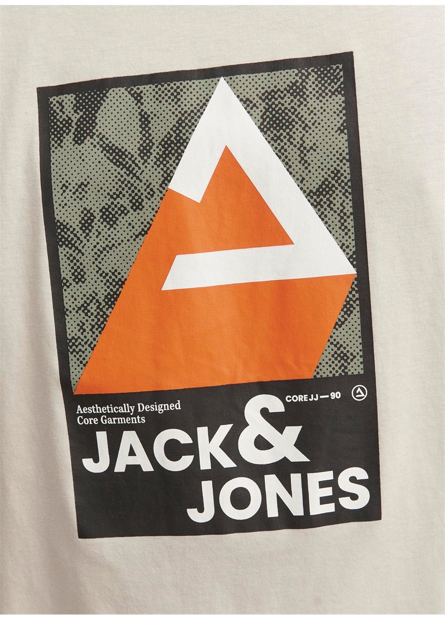 Jack & Jones Yuvarlak Yaka Krem Erkek T-Shirt JCOJJ COLORFUL TEE SS CREW NECK LN_1