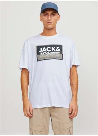 Jack & Jones Yuvarlak Yaka Beyaz Erkek T-Shirt JCOLOGAN TEE SS CREW NECK SS24 LN_0