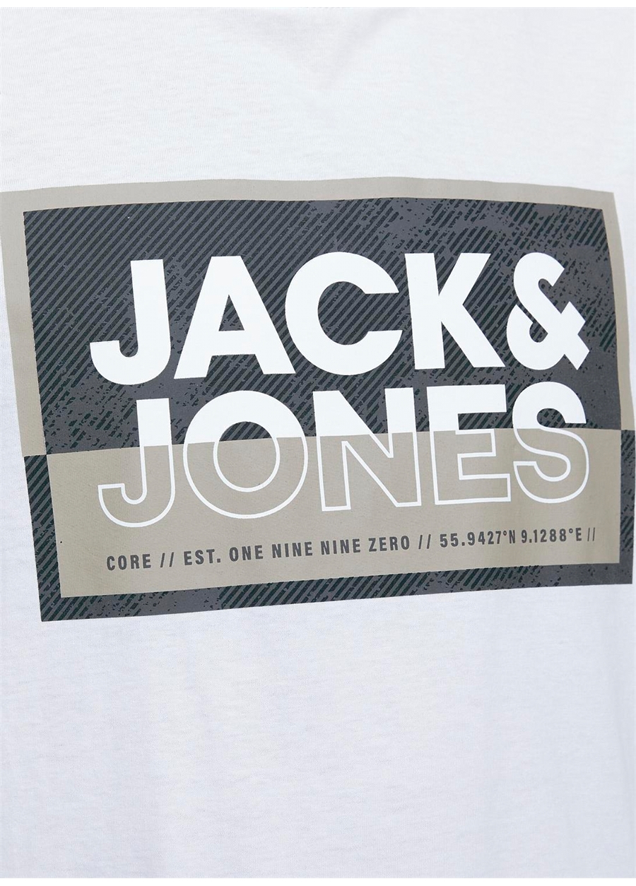 Jack & Jones Yuvarlak Yaka Beyaz Erkek T-Shirt JCOLOGAN TEE SS CREW NECK SS24 LN_4