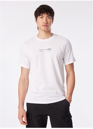 Jack & Jones Bisiklet Yaka Beyaz Erkek T-Shirt JCOLINCOLN TEE SS CREW NECK EXC