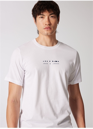 Jack & Jones Bisiklet Yaka Beyaz Erkek T-Shirt JCOLINCOLN TEE SS CREW NECK EXC_5