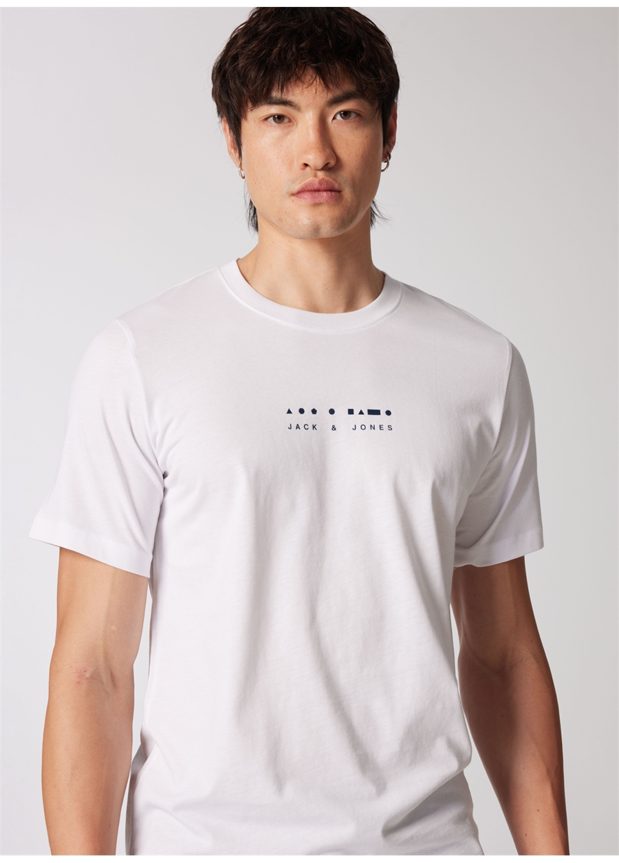 Jack & Jones Bisiklet Yaka Beyaz Erkek T-Shirt JCOLINCOLN TEE SS CREW NECK EXC_5