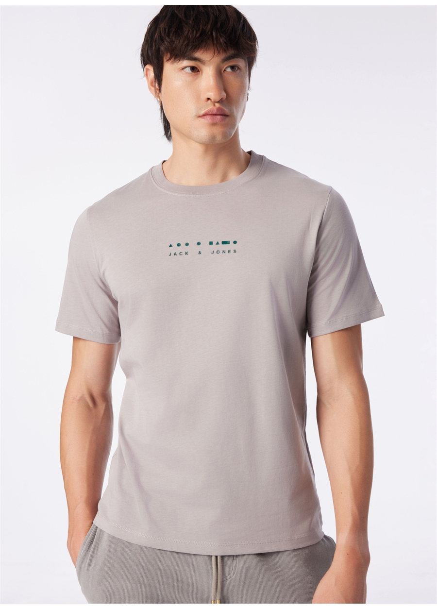 Jack & Jones Bisiklet Yaka Gri Erkek T-Shirt JCOLINCOLN TEE SS CREW NECK EXC_2