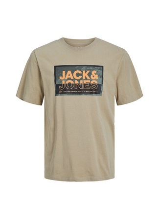 Jack & Jones Yuvarlak Yaka Krem Erkek T-Shirt JCOLOGAN TEE SS CREW NECK SS24 PLS_0