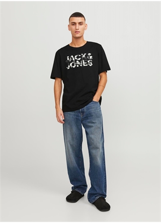 Jack & Jones Yuvarlak Yaka Siyah Erkek T-Shirt JJEJEFF CORP LOGO TEE SS O-NECK SN_1