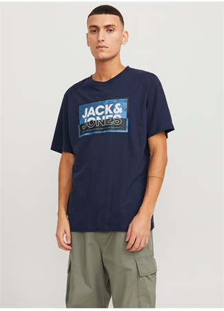 Jack & Jones Yuvarlak Yaka Lacivert Erkek T-Shirt JCOLOGAN TEE SS CREW NECK SS24 LN_1