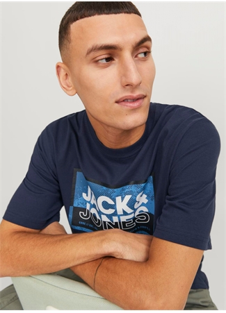 Jack & Jones Yuvarlak Yaka Lacivert Erkek T-Shirt JCOLOGAN TEE SS CREW NECK SS24 LN_2