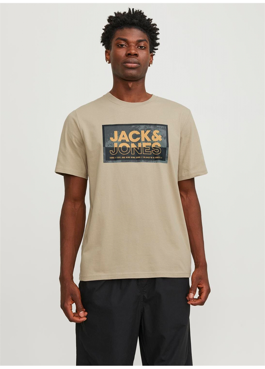 Jack & Jones Yuvarlak Yaka Krem Erkek T-Shirt JCOLOGAN TEE SS CREW NECK SS24 LN_1