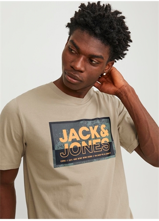 Jack & Jones Yuvarlak Yaka Krem Erkek T-Shirt JCOLOGAN TEE SS CREW NECK SS24 LN_2