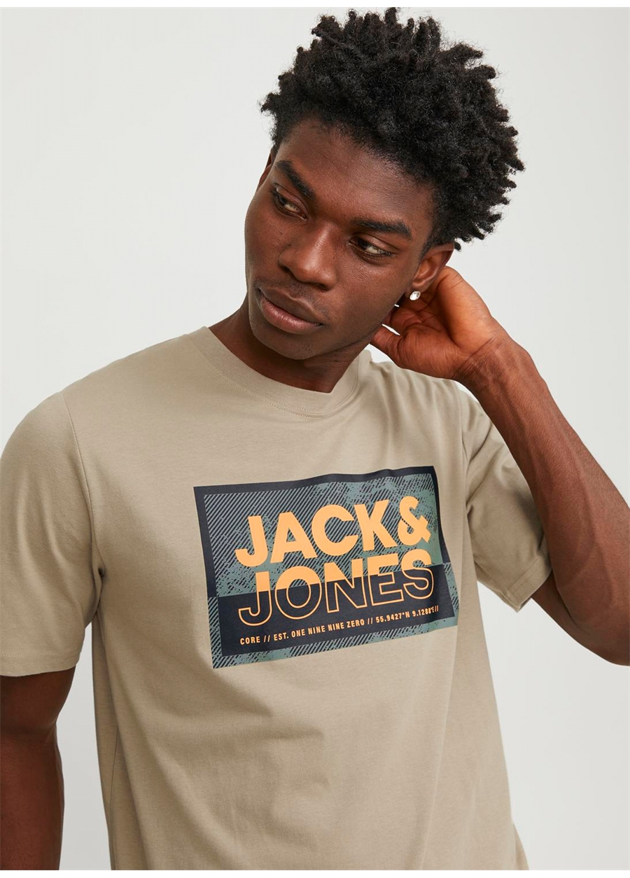 Jack & Jones Yuvarlak Yaka Krem Erkek T-Shirt JCOLOGAN TEE SS CREW NECK SS24 LN_2