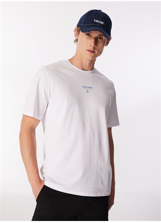 Jack & Jones Yuvarlak Yaka Beyaz Erkek T-Shirt JCOTYPO TEE SS CREW NECK FST_0