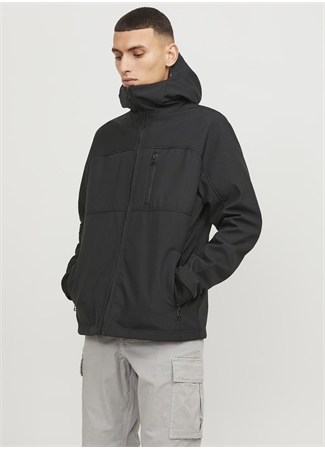 Jack & Jones Siyah Erkek Mont JCOPRIME EMBROIDERY SOFTSHELL