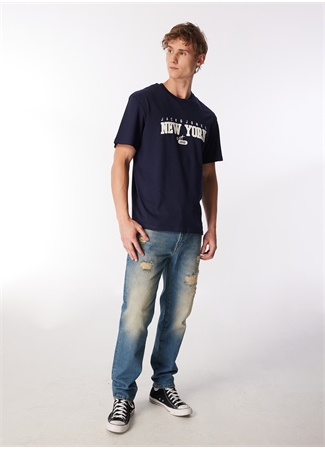 Jack & Jones Bisiklet Yaka Lacivert Erkek T-Shirt JJCORY TEE SS CREW NECK_1