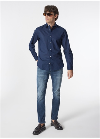 Jack & Jones Slim Fit Lacivert Erkek Gömlek JJELINEN BLEND SHIRT LS SN_1