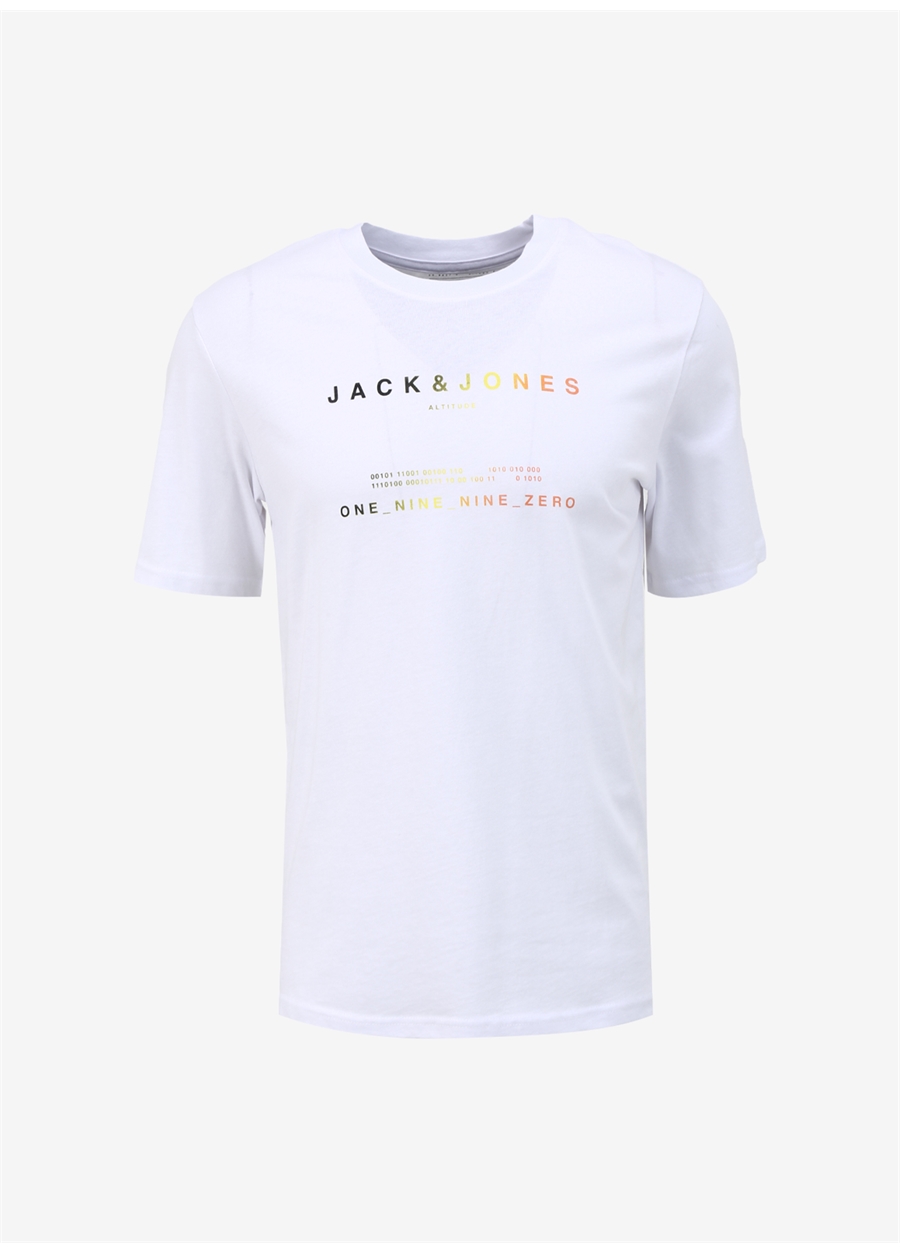 Jack & Jones Yuvarlak Yaka Beyaz Erkek T-Shirt JCORIOT TEE SS CREW NECK FST