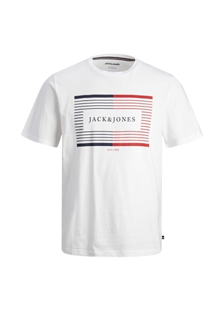 Jack & Jones Bisiklet Yaka Beyaz Erkek T-Shirt JJCYRUS TEE SS CREW NECK_0