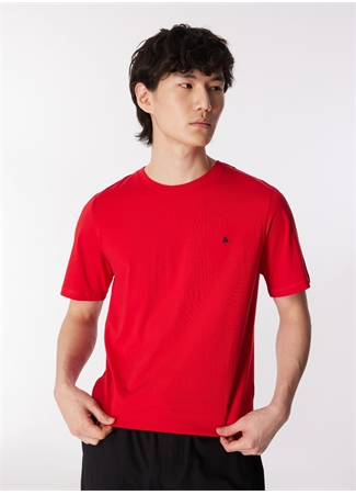 Jack & Jones Bisiklet Yaka Kırmızı Erkek T-Shirt JJEPAULOS TEE SS CREW NECK NOOS_2