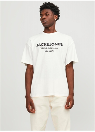 Jack & Jones Bisiklet Yaka Kırık Beyaz Erkek T-Shirt JJGALE TEE SS O-NECK LN_1