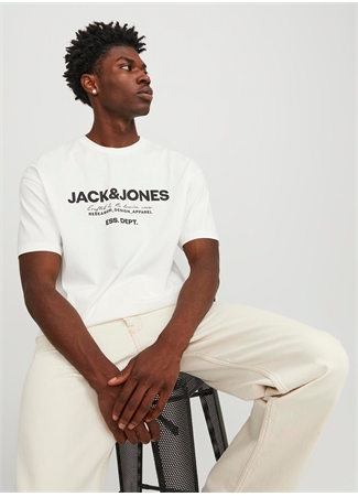 Jack & Jones Bisiklet Yaka Kırık Beyaz Erkek T-Shirt JJGALE TEE SS O-NECK LN_3