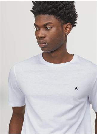 Jack & Jones Bisiklet Yaka Beyaz Erkek T-Shirt JJEPAULOS TEE SS CREW NECK NOOS_4