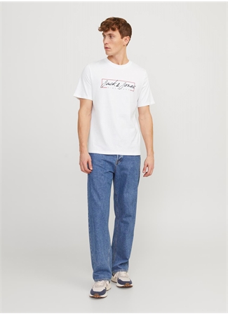 Jack & Jones Bisiklet Yaka Beyaz Erkek T-Shirt JJZURI TEE SS CREW NECK LN_2