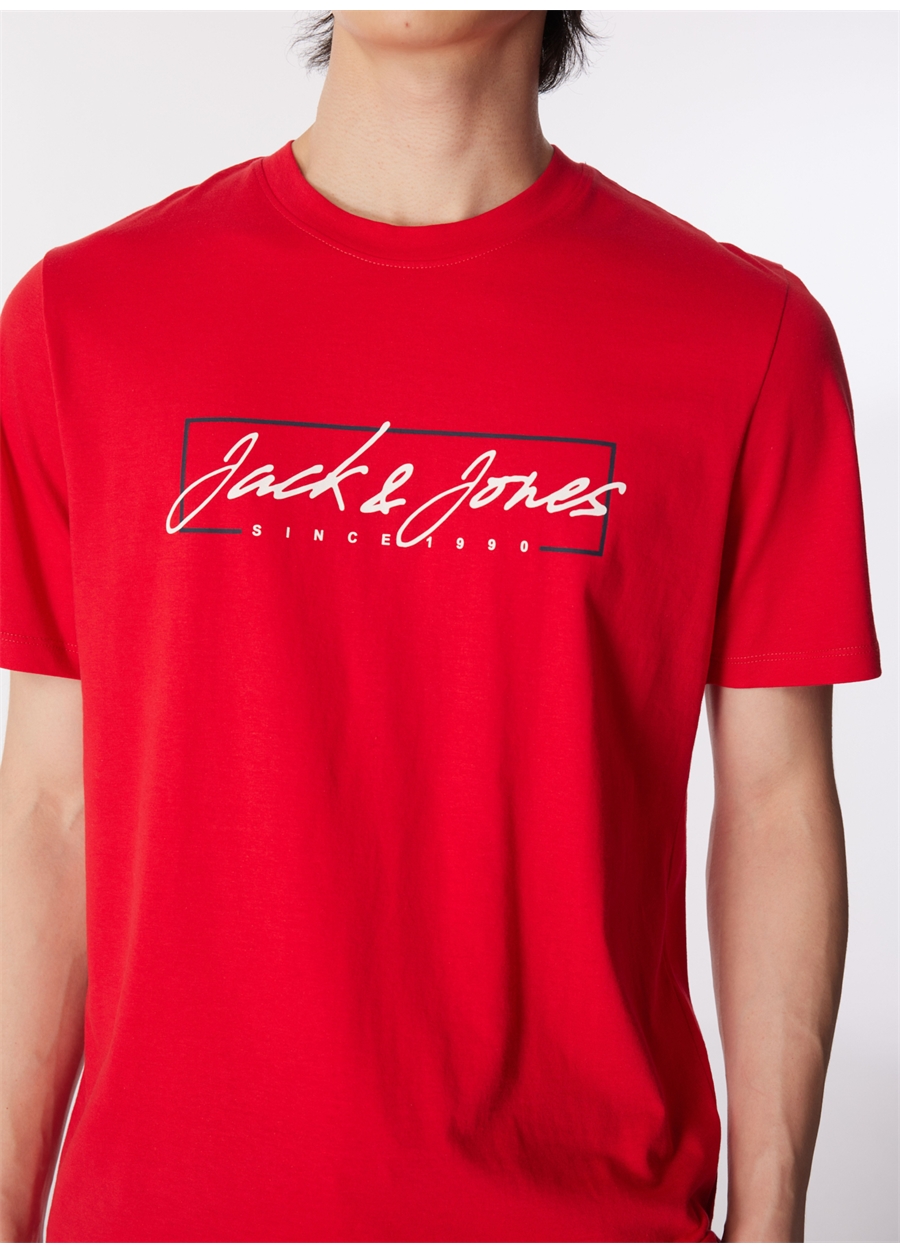 Jack & Jones Bisiklet Yaka Kırmızı Erkek T-Shirt JJZURI TEE SS CREW NECK LN_3