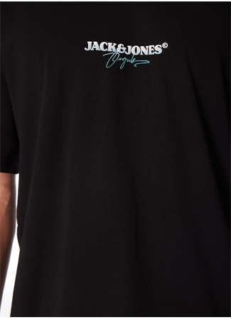 Jack & Jones Bisiklet Yaka Siyah Erkek T-Shirt JORARUBA PUFF BRANDING TEE SS CREW_3